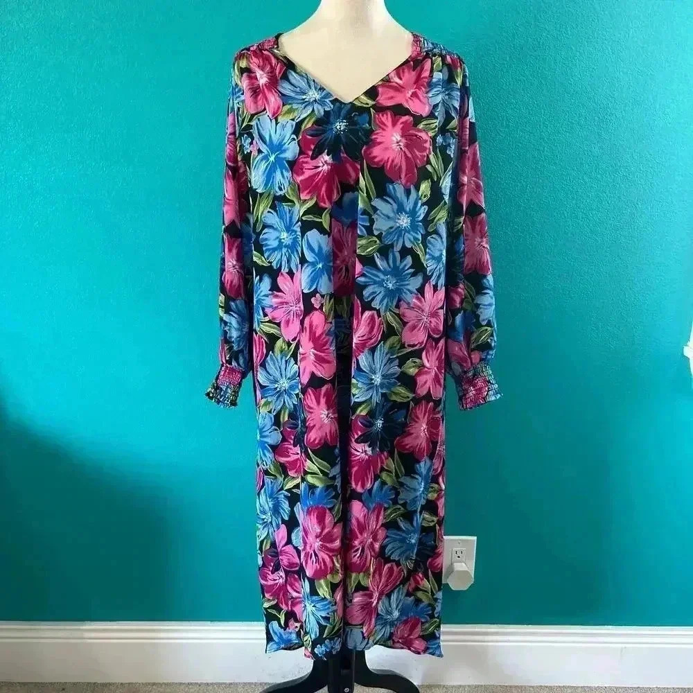 Reformation Boho Floral V Neck Cottage Maxi Dress Blue Pink Colorful Size XS